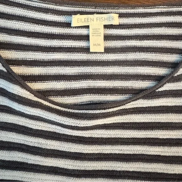 Eileen Fisher Black and White Striped Top - Picture 2 of 7